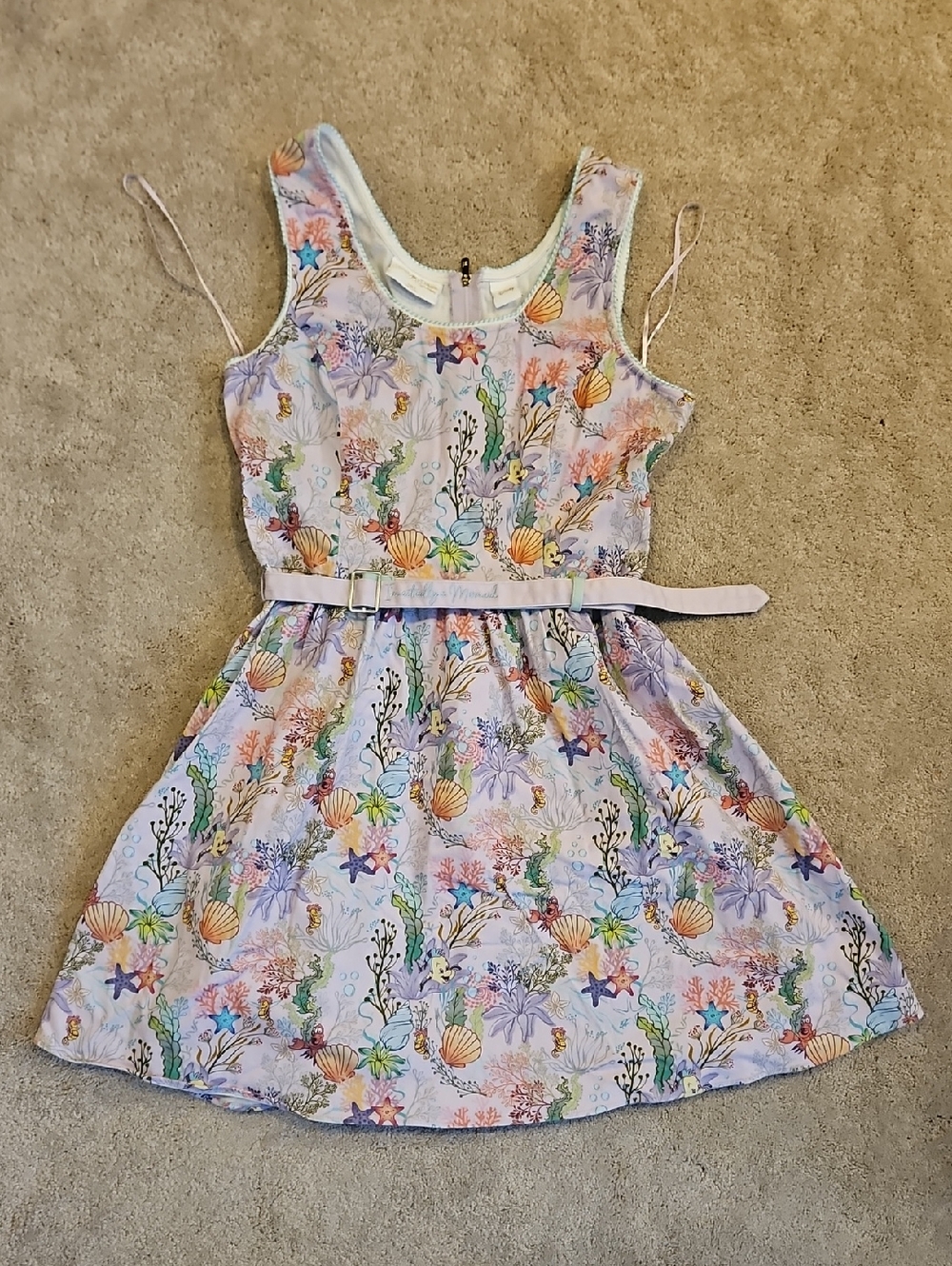 Disney Loungefly Stitch Shoppe Lavender Little Mermaid Print Dress with Belt